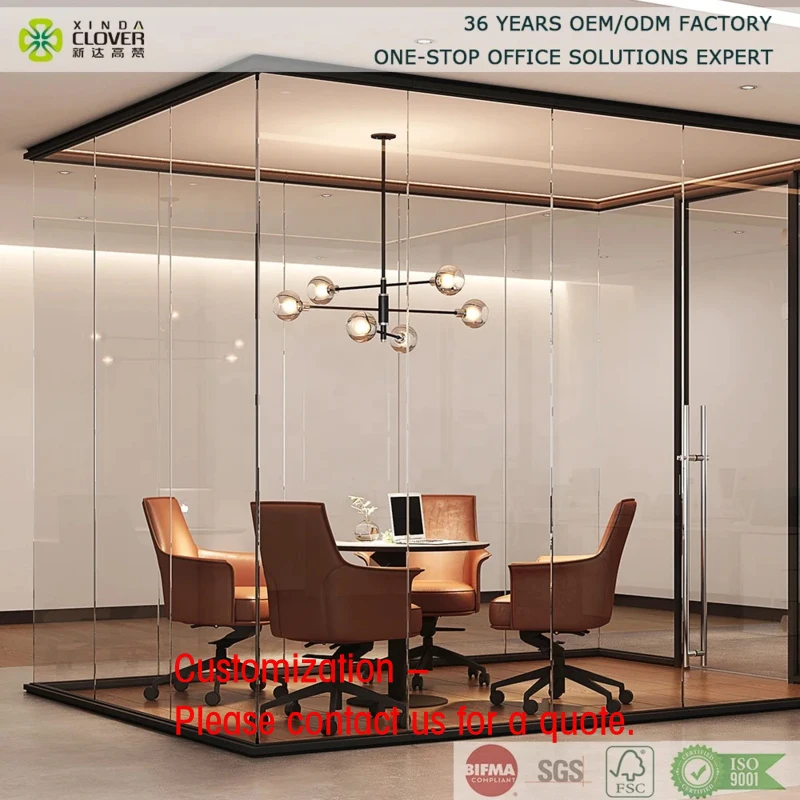 custom.French Style Black Aluminum Frame Glass Partition Wall Tempered Glass Room Divider with Swing Door Home Office Study