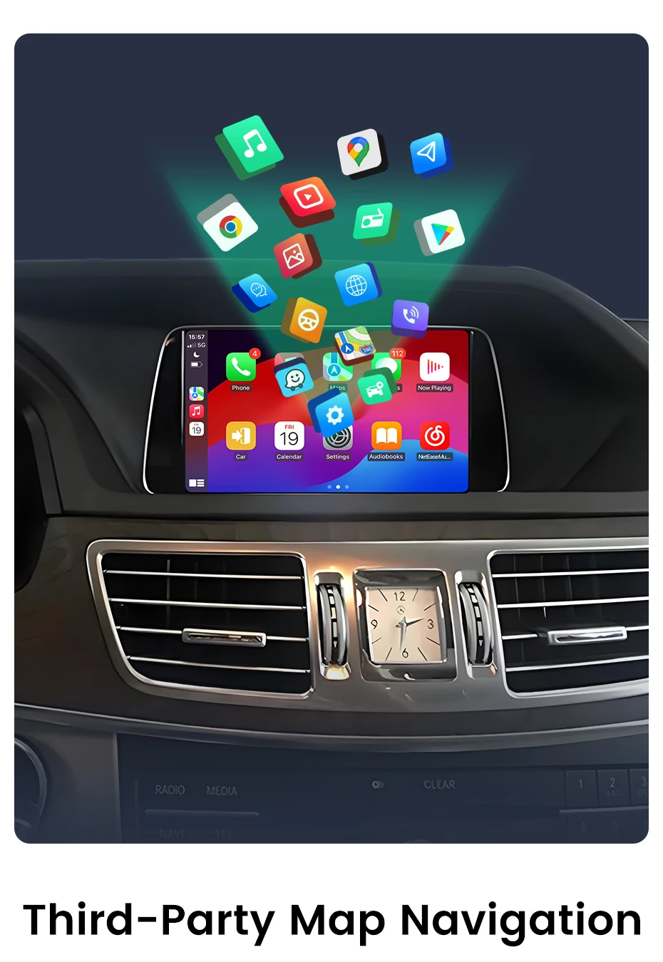 Junsun Wireless CarPlay Android Auto Decoder Für Mercedes Benz A GLC CLA GLA E GLE CLS Klasse W176 W205 NTG4.0/4.5/5.0 Mirrorlink – Detail 5