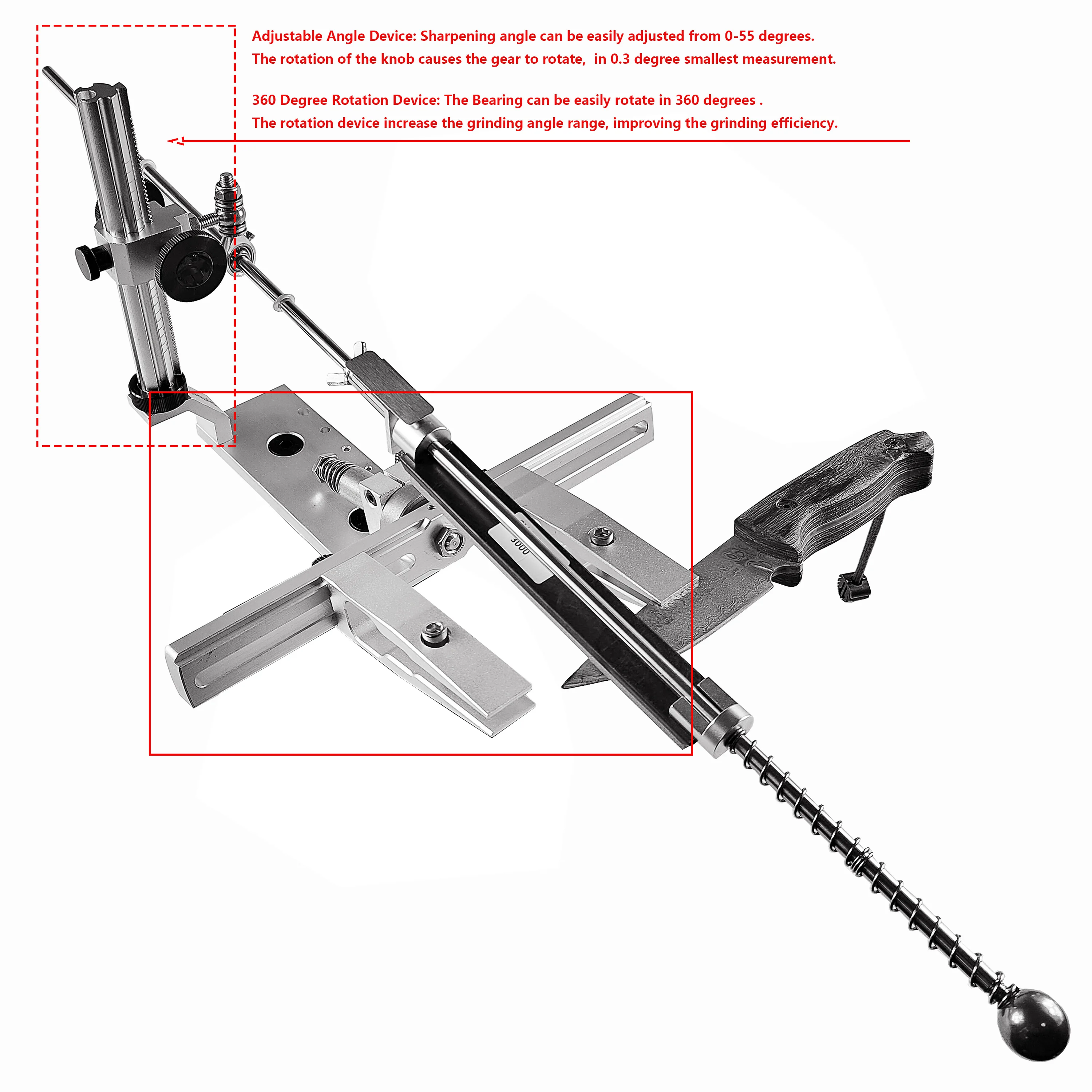 Sy Tools Beast Mechanizm obrotowy z zaciskiem Diy Apex Stały kąt Ostrzałka do noży System ostrzenia Łożysko