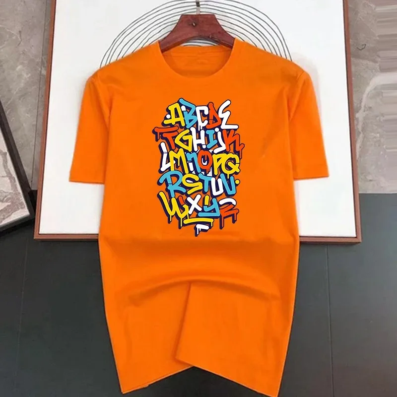 

Luxury Brand 26 English Letters Print T Shirt For Man Summer Vintage Unisex Oversized T-shirt Y2k Tops Short Sleeve Men's