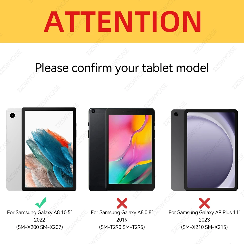 360 Rotating Case for Samsung Galaxy Tab A8 10.5 Inch 2021 (SM-X200/X205/X207), Slim Protective Cover, Auto Wake/Sleep