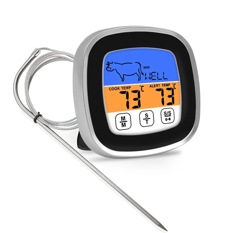 Digitales Küchenfleischthermometer mit Touchscreen-LCD-Display und Timer-Kochmodus zum Grillen – Präzisionssonde – Detail 1