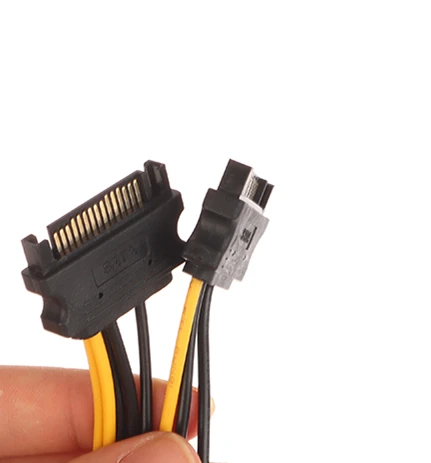 

1PC Power Supply Cable Dual 15Pin SATA Male To PCIe 8Pin Male PCI Express PCI-E Video Card Splitter Adapter