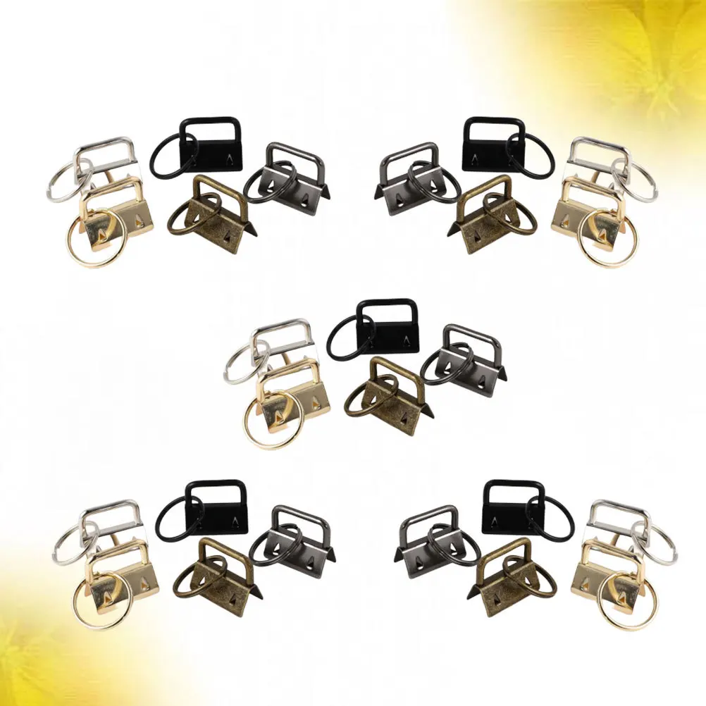 50pcs Luggage End Caps Bag Straps Metal Keychain Fob Hardware Fashion With Keychain Diy Craft Accessories Wristlet Key Ring