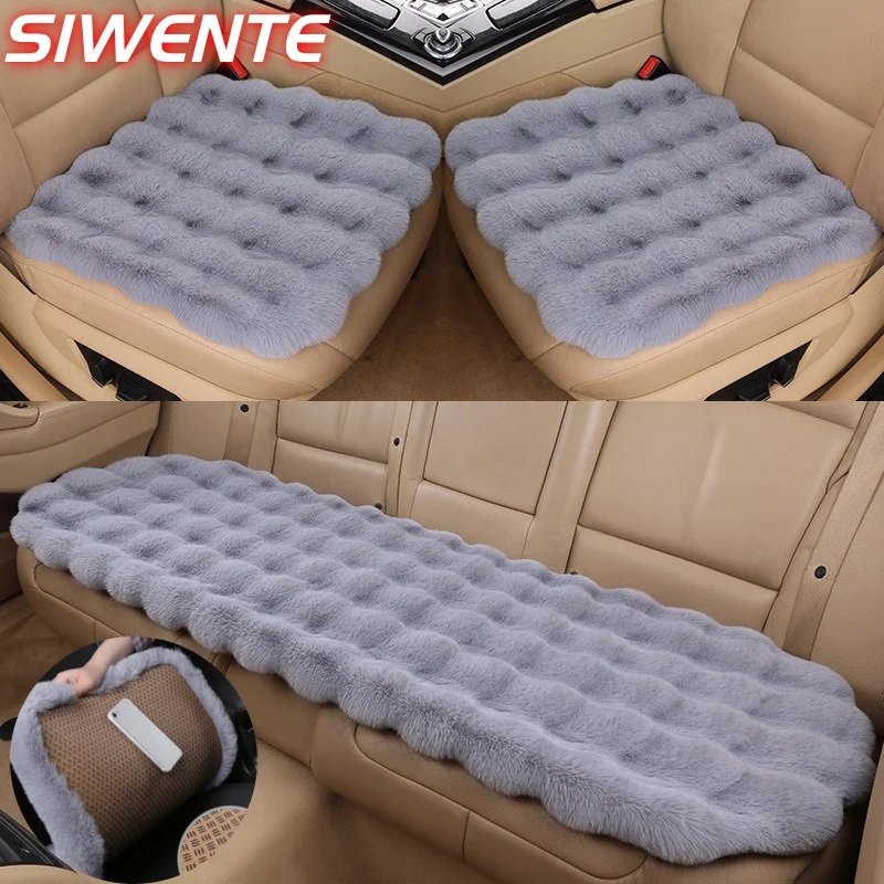 

Winter Plush Artificial Rabbit Covers Car Seats Cushion Universal Keep Warm Ultra-Soft Auto Chair Protector Pads Car Interior