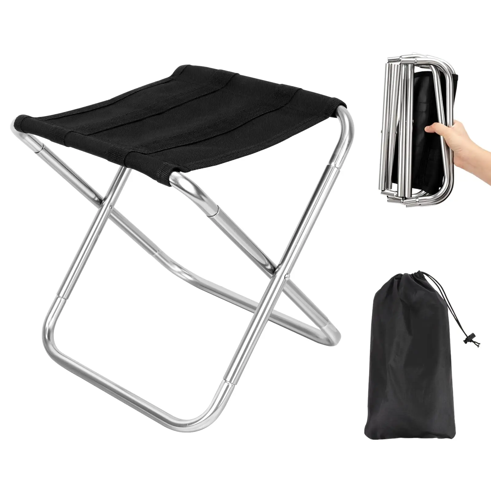 

Portable Folding Stool Outdoor Oxford Cloth Aluminium Stool Lightweight Camping Chair with Storage Bag for Beach Fishing Picnic