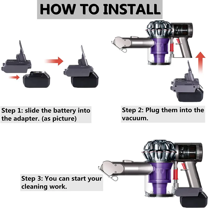 For Makita/Milwaukee/Dewalt 18V 20V Lithium Battery For Dyson V7 Battery Adapter Convert To For DysonV6 SV04 SV03 DC59 DC58 DC62