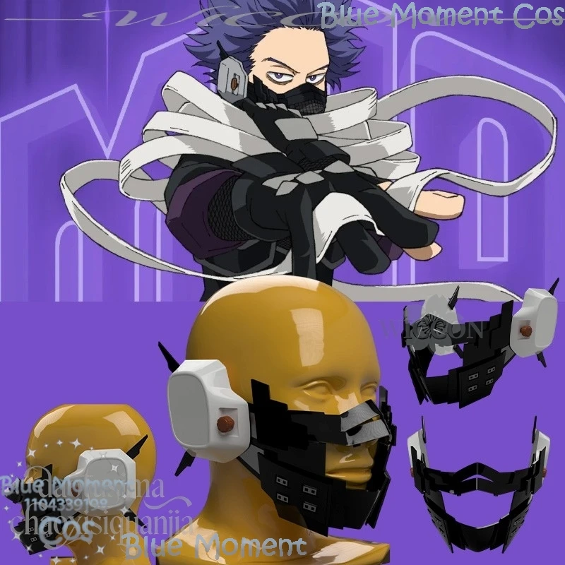 

Hitoshishi Shinsoso Anime Movie Academiaaa Cosplay 3D Polylactic Acid Punk Props Accessories Hollowed Out Half Maks Earmuffs Cos