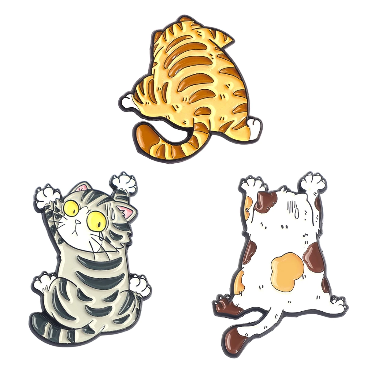 3 قطعة/المجموعة لطيف الكرتون القط المينا بروش الإبداعية مضحك الحيوان شارة معدنية التلبيب دبوس الملابس والاكسسوارات هدية للأصدقاء #1