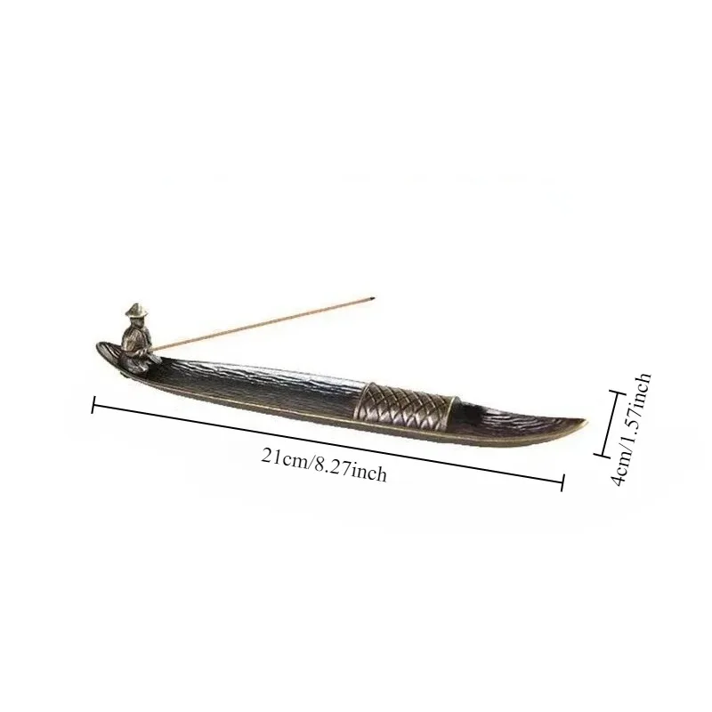 1PC Incense rack boat home decoration Incense stick burner Copper alloy fisherman fishing incense burner Tea ceremony ornaments