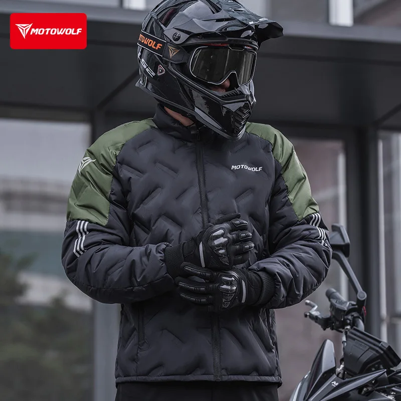 

Motorcycle Jacket Winter Waterproof White Duck Down Jacket Built-in CE Protective Gear Riding Warm Motorcycle riding Coat