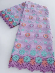 Nigerian Cotton Lace Fabric High Quality African Swiss Voile Lace Stones Embroidery African Lace Fabric For Sew Clothes TY4742