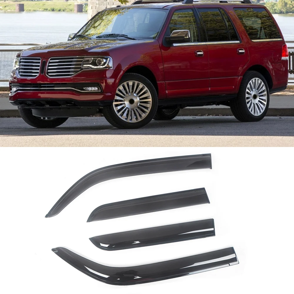 

For Lincoln Navigator 1998-2016 Side Window Wind Deflectors Visors Black Rain Guard Door Visor Vent Shades Dark Smoke Ventvisor