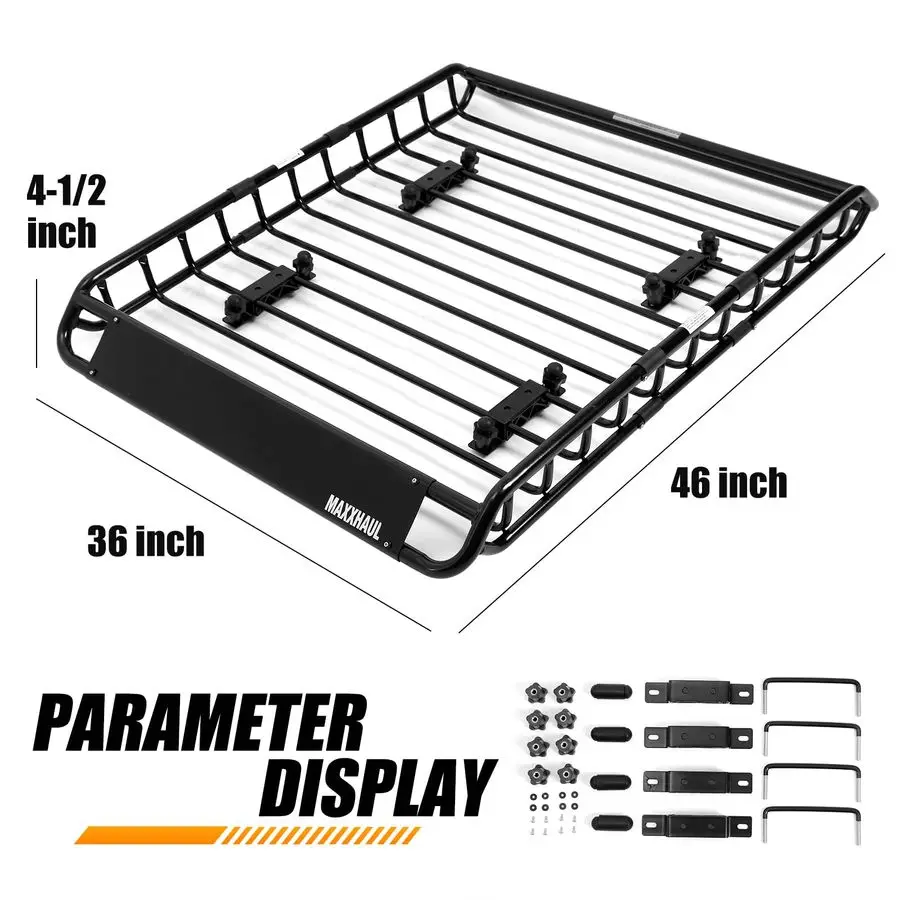 70115 46 × 36 × 41 2 سلة فولاذية لحامل البضائع على السطح، حامل أمتعة علوي للسيارة لسيارات الدفع الرباعي والشاحنات البيك اب 150 رطل. كاب #2