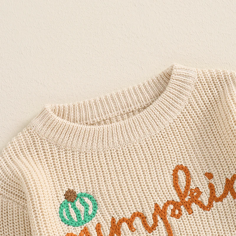 Pull en Citrouille d'Halloween pour Bébé Garçon et Fille, Tricot Épais, Chaud, Automne Hiver