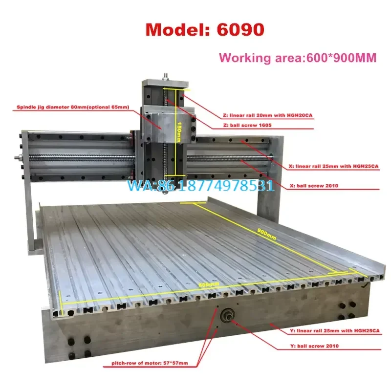 Wmwmnu CNC Router Frame 6090 Linear Guideway Linear Rail for Engraver Engraving Drilling and Milling