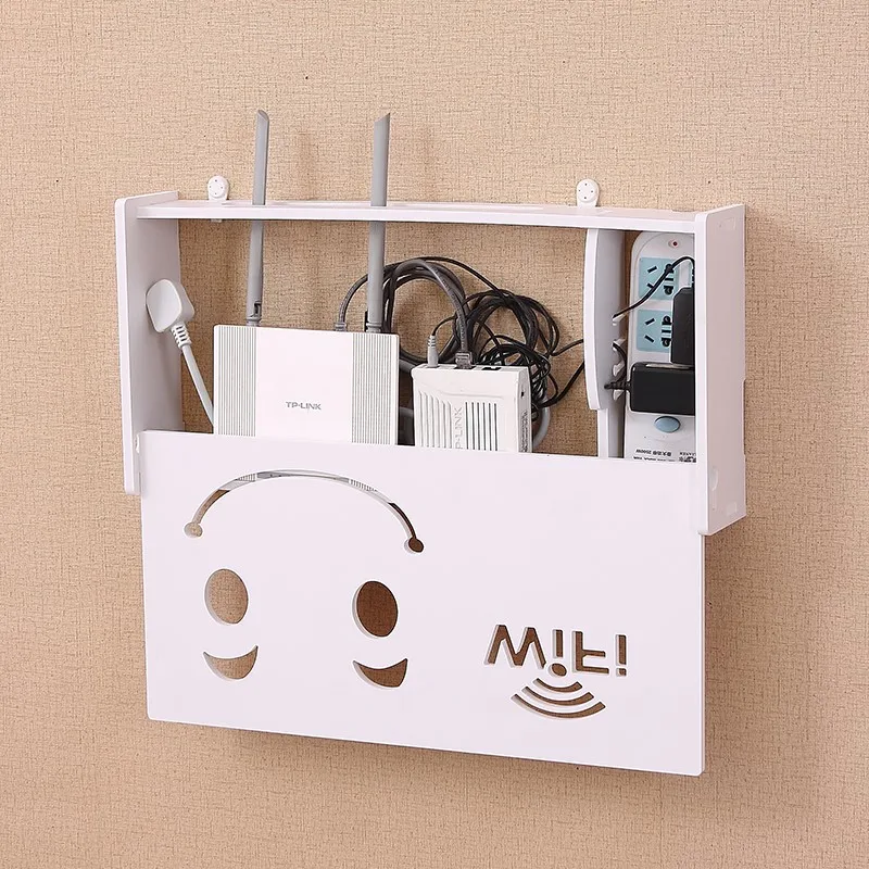 Wireless Wifi Router Box Wood-Plastic Shelf Wall Hangings Bracket Cable Storage Large Size Home Wall Hanging Router Box