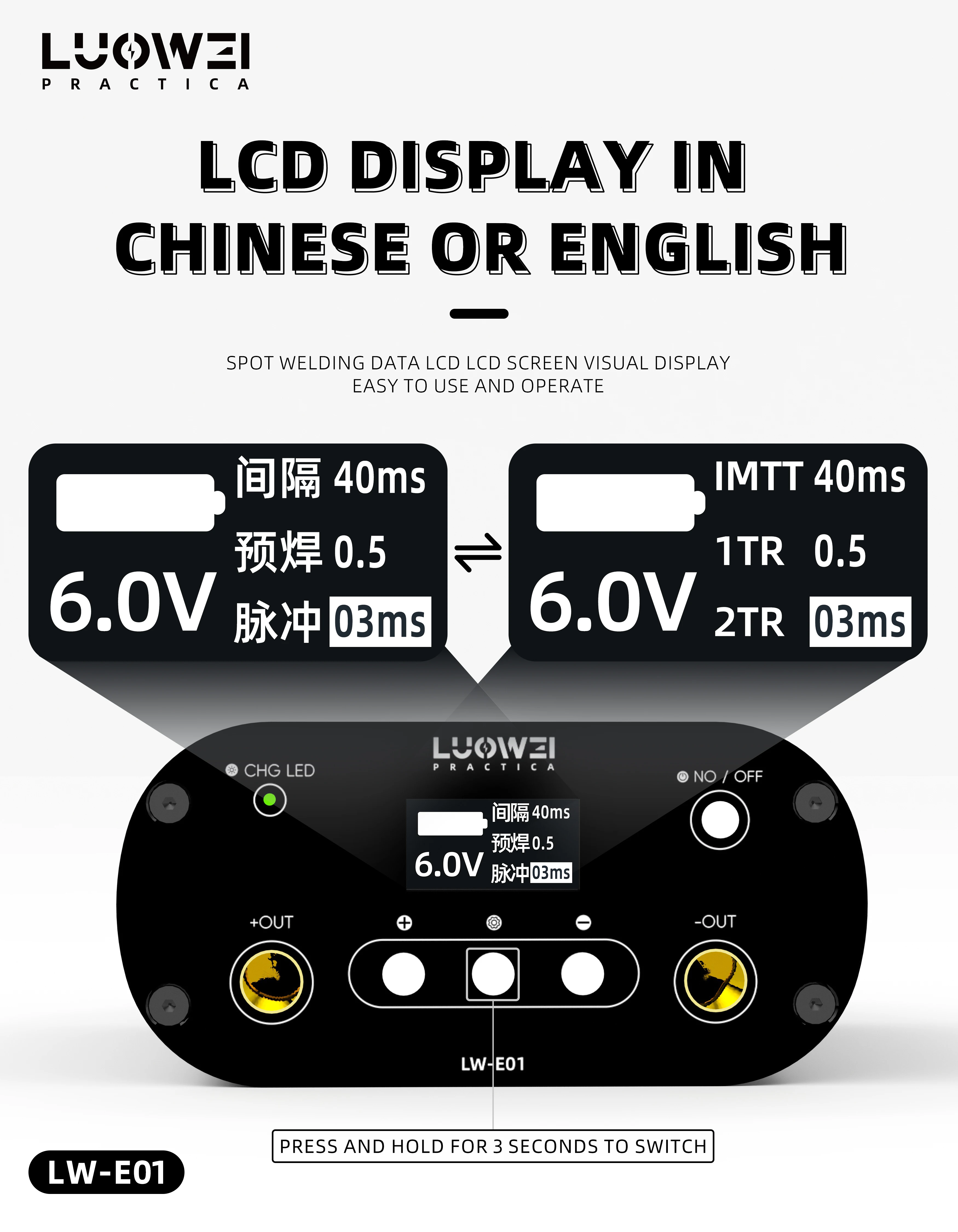 LUOWEI-Machine à souder par points E01 avec stylo simple et double, stockage d'énergie, soudage par impulsions, réparation de batterie électronique