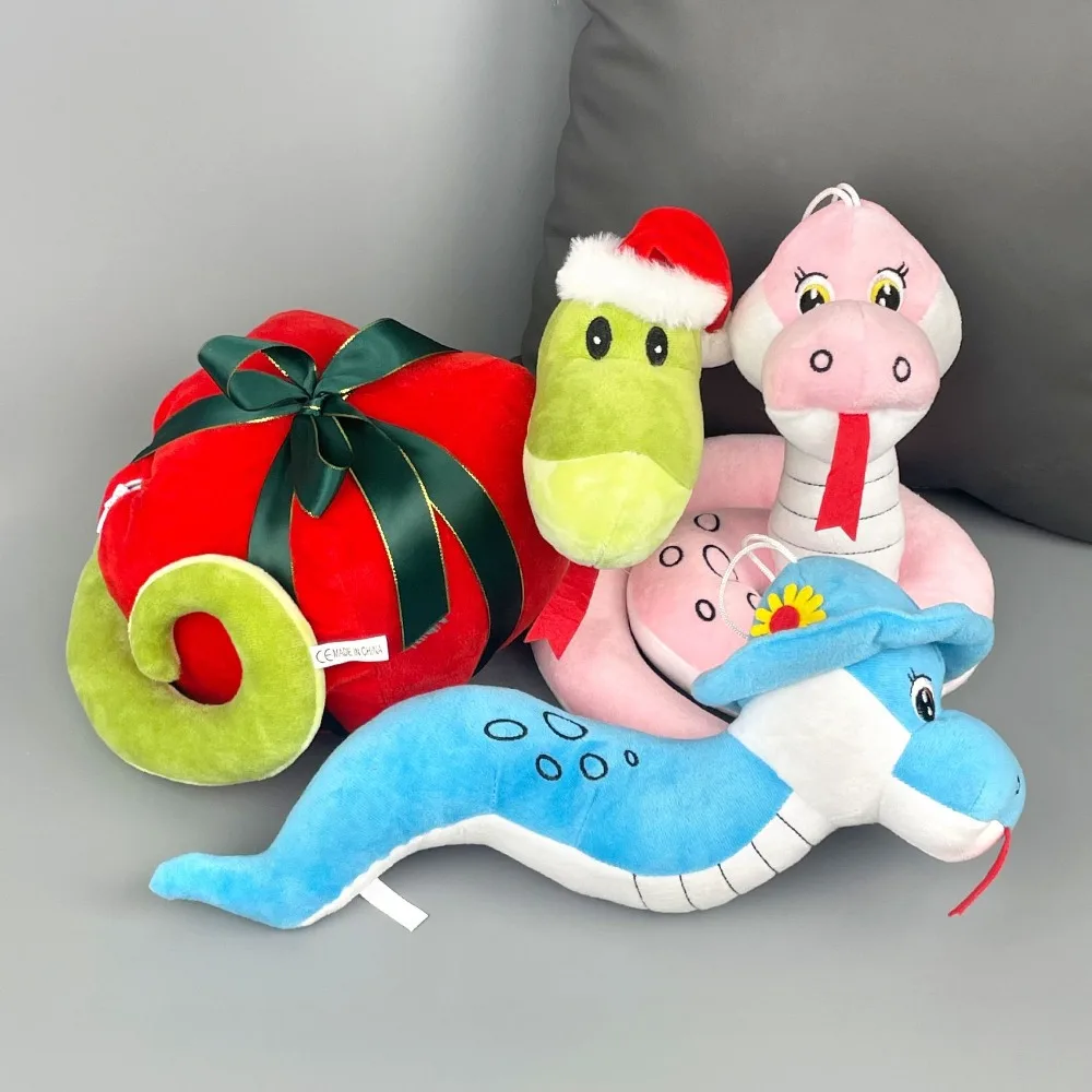 Cute Plush Christmas Snake Doll PP Cotton Cartoon Snake Plush Toy Birthday Gift Plush Snake Doll