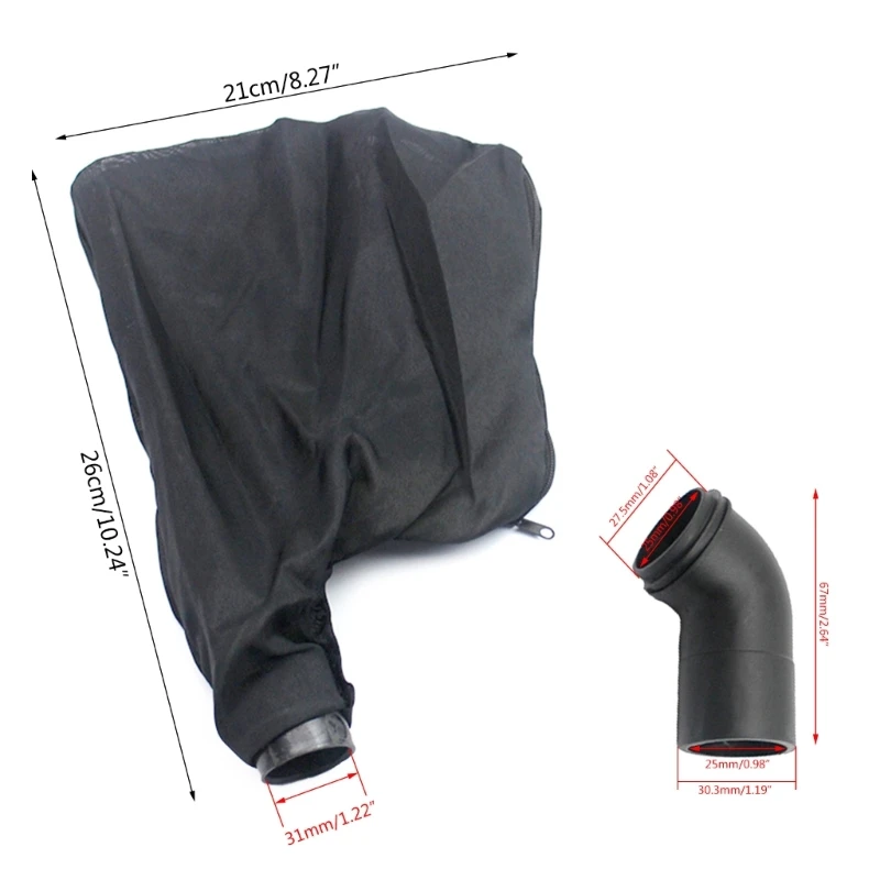 Bolsa de polvo reutilizable N58C con conector de manguera de polvo de codo, fácil de mantener el polvo lejos, bolsa de recolección de polvo para lijadora de correa eléctrica