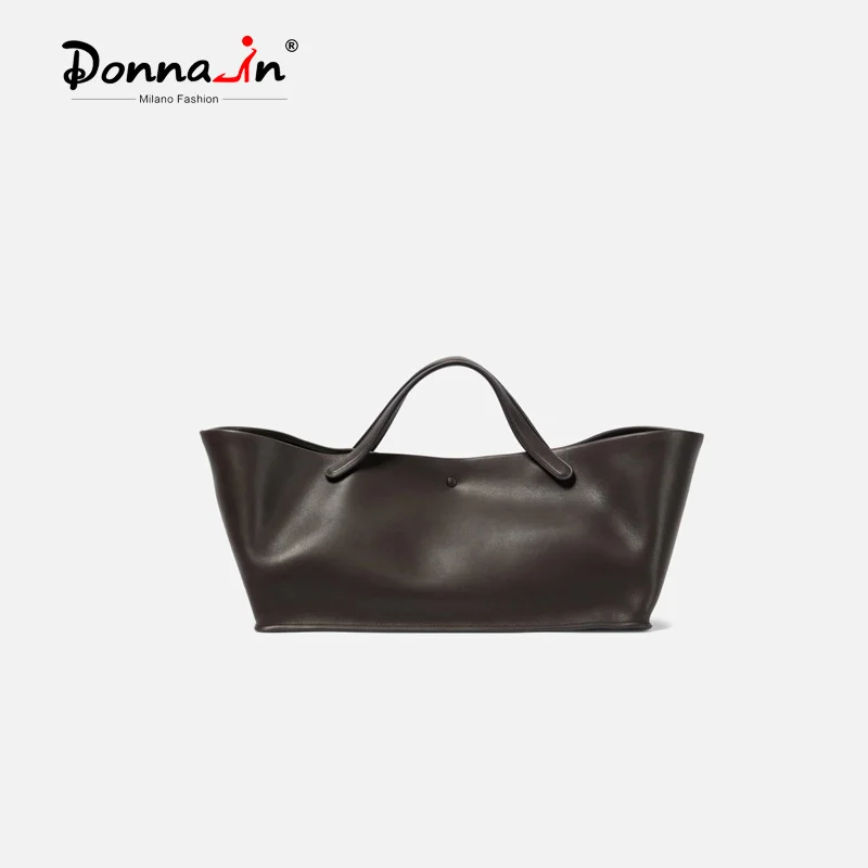 

Donna-in Genuine Leather Handbag Split Cowhide Casual Tote Bag for Women Large Capacity Commute Top Handle Bags