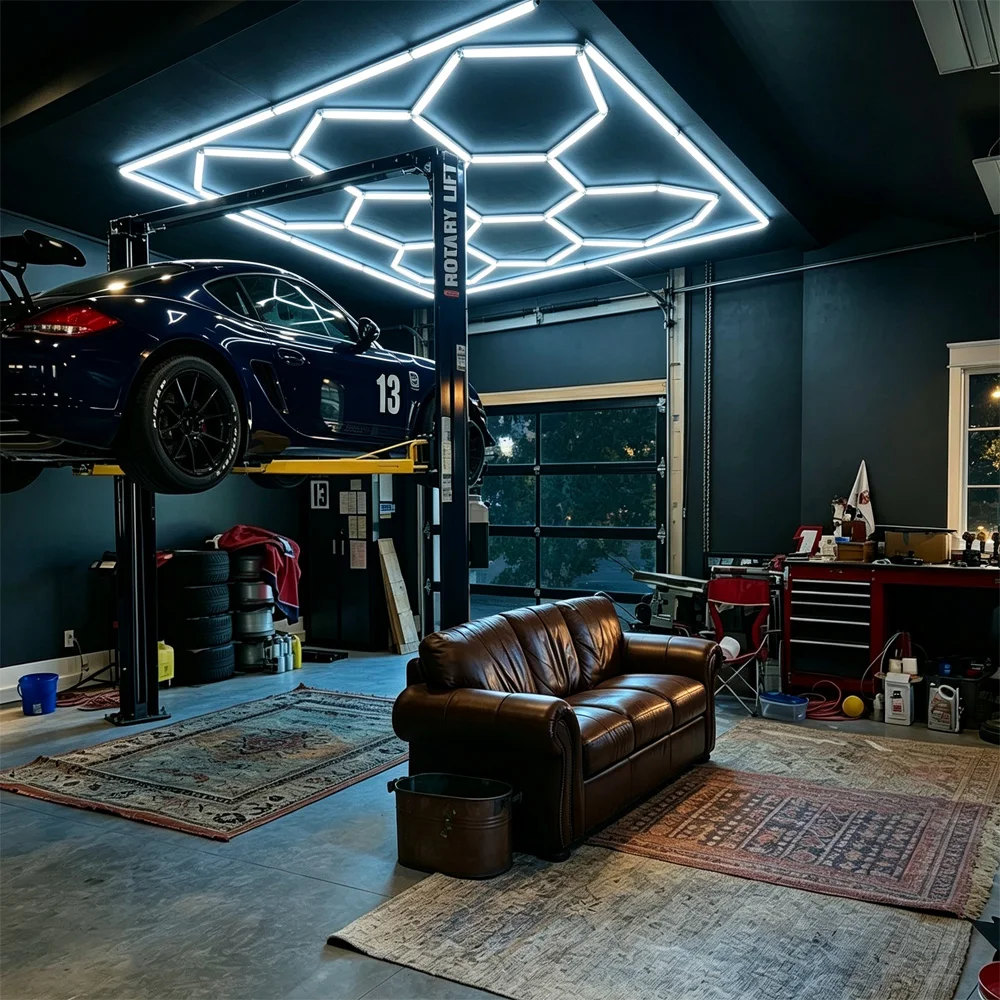 Illuminazione per concessionarie 4S: luci a LED esagonali a nido d'ape con illuminazione uniforme e di grande effetto estetico. Facile da installare e da utilizzare, basta collegarlo alla corrente,
