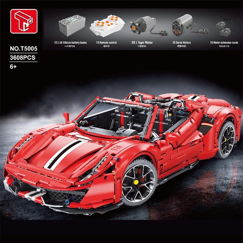 

3608Pcs Technic Super Racing Car 1:8 Model With Motor City Vehicle Building Blocks High Tech Cars Bricks Toys Gifts