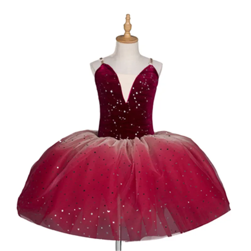 

Purple Ballet Dress Kids red Performance Costumes Ballet Dress Tutu Skirt With Adjustable Straps Ballerina Dress Leotard Girls
