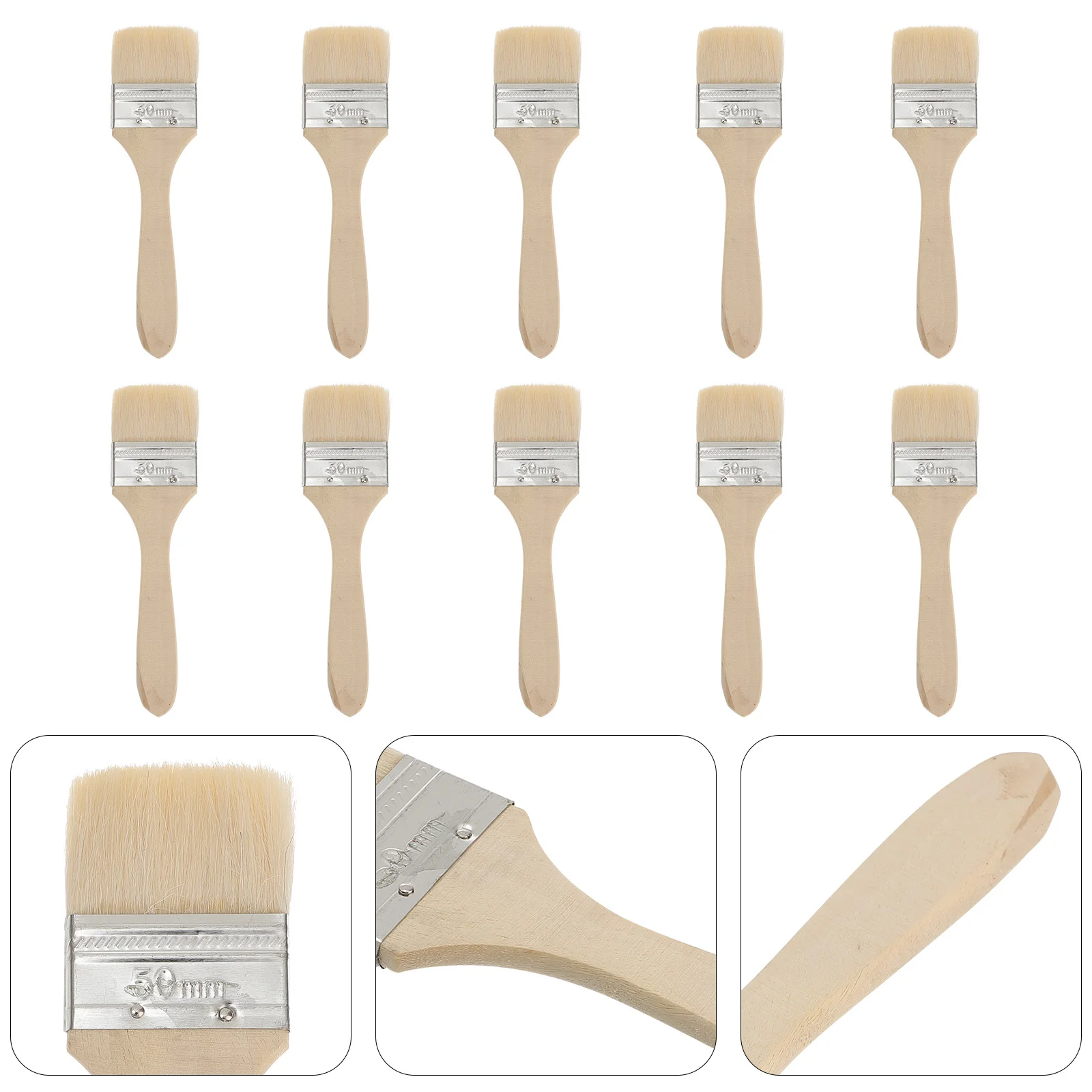 

10pcs Chip Barbecue Brushes Thickened Handle For Wall Painting Indoor Cleaning Grill Bbq Stenciling Craft Tools