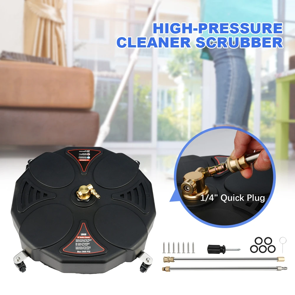 Floor Scrubber 1/4 Quick Connector Surface Cleaner Attachment with Extension Wand Powerful Pressure Washer Replacement Nozzles