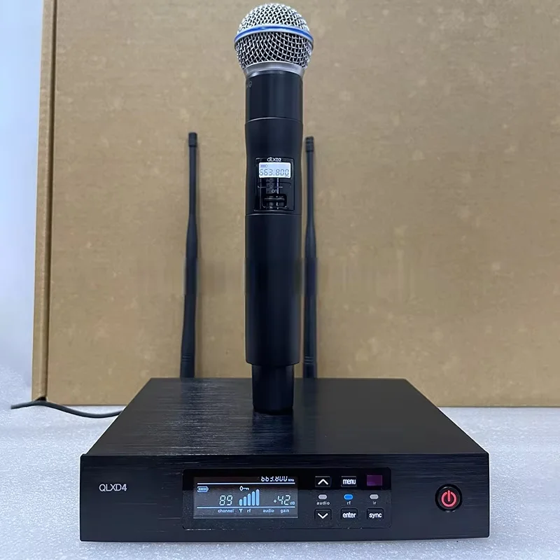 Fotografia 7: Sistema de Microfone Sem Fio Profissional QLXD4 True Diversity para Karaokê e Apresentações ao Vivo UHF