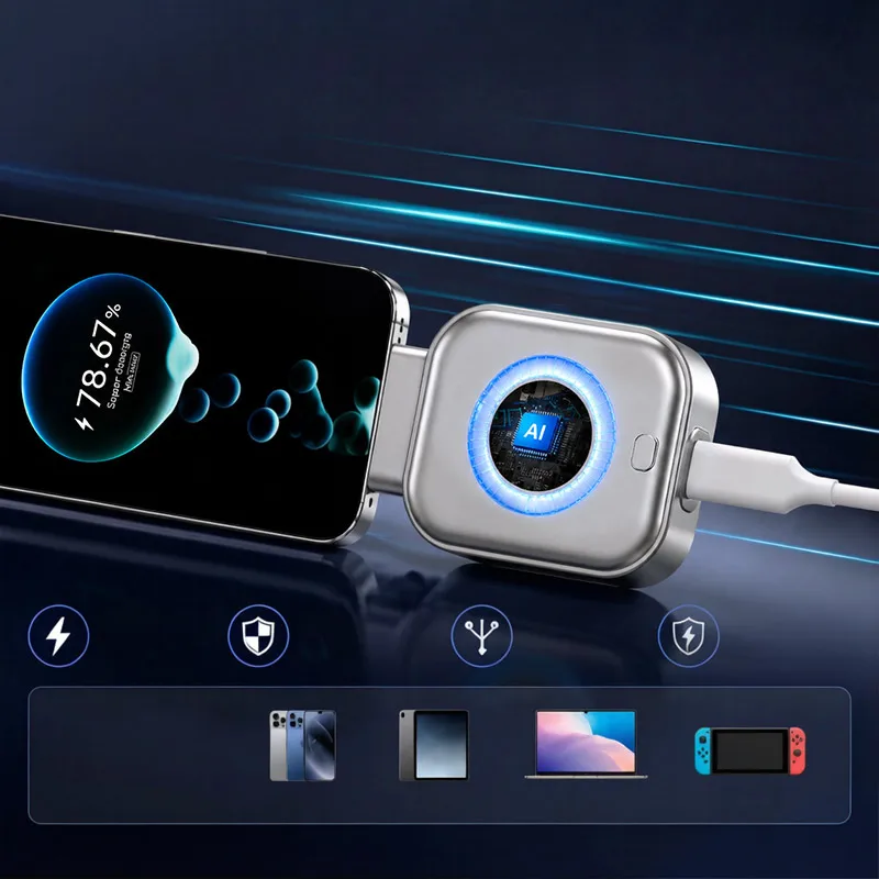 Adaptador de Carga Inteligente con Desconexión Automática, Carga Rápida de 140W con Detección por IA, Apagado Automático, Protección de Batería, Previene Sobrecarga