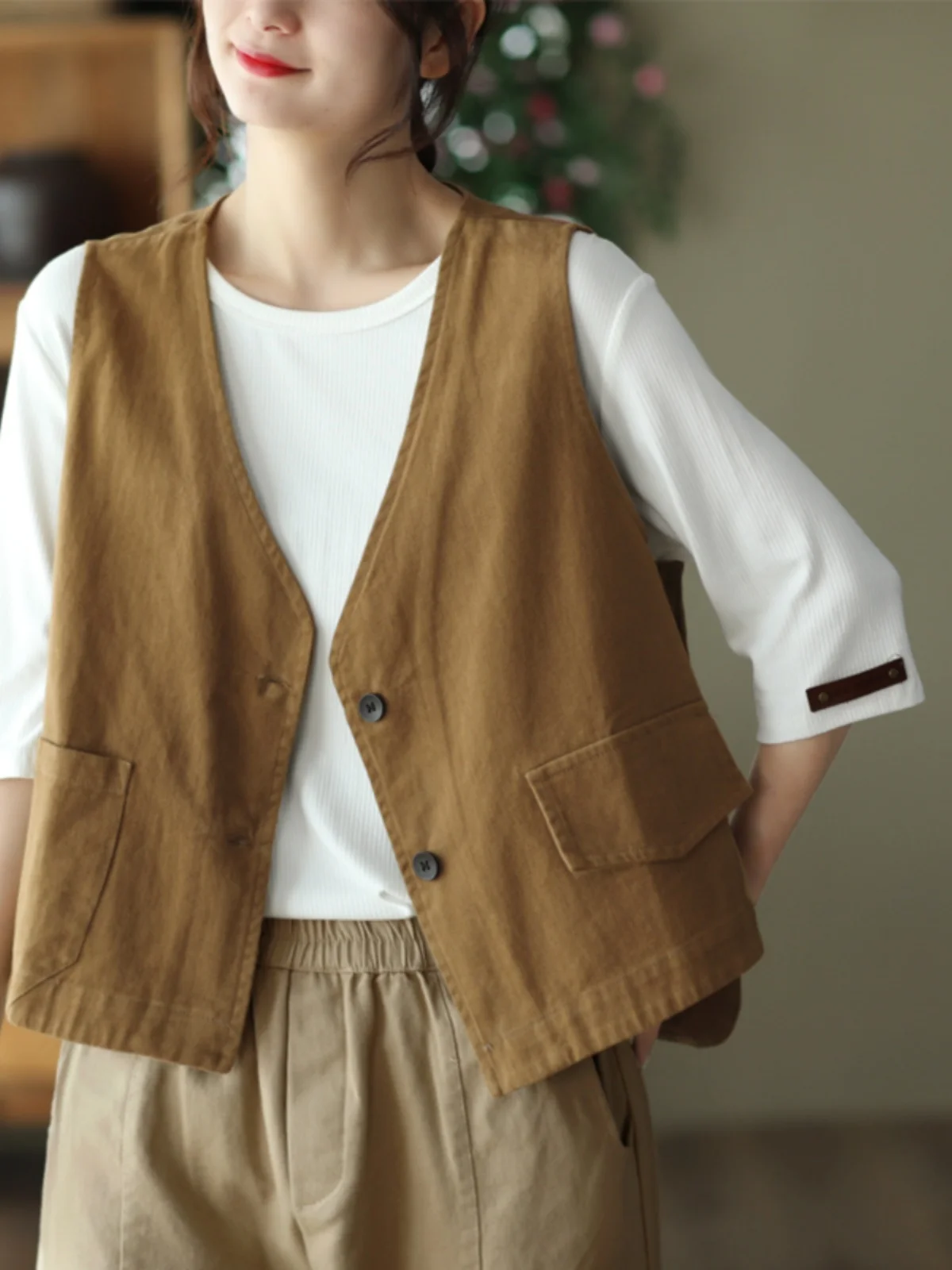 

Женская рабочая одежда из чистого хлопка Jaet ort V-Ne, повседневное художественное универсальное хлопковое верхнее пальто в клетку на осень