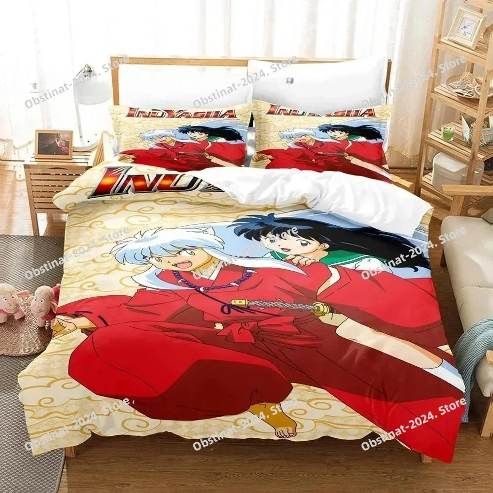 

New 3D Inuyasha Bedding Set Printed With Pillowcase Bed Duvet Cover Soft Single Double Queen Super King Size Adult Kid Bedroom