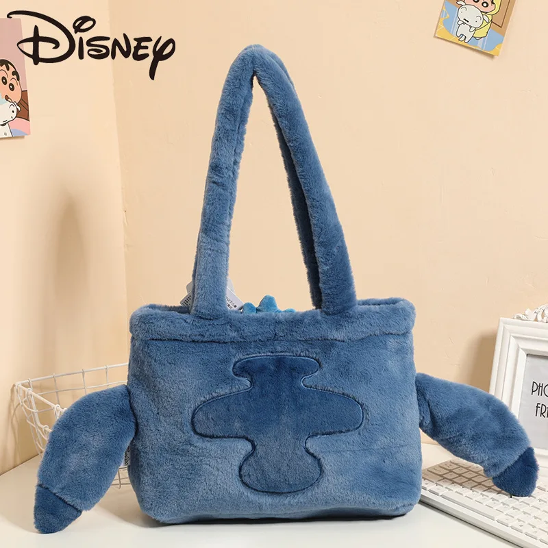 100% Genuine Disney Cartoon Plush Toy Stitch Scrump Stuffed Doll Shoulder Bag Sweet & Cute Strawberry Bear Soft Girls Handbag