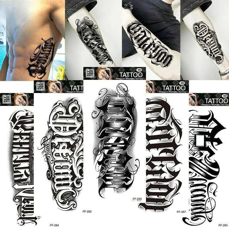 

small full arm Waterproof Temporary Tattoos,Fake Tattoo for men and women,Realistic Minimalist Tattoo,English tattoo stickers