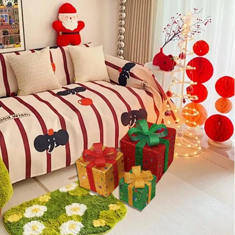 Christmas Lighted Boxes Decoration Glowing Outdoor Light Up Christmas Boxes Christmas Glowing Decoration With Waterproof Battery