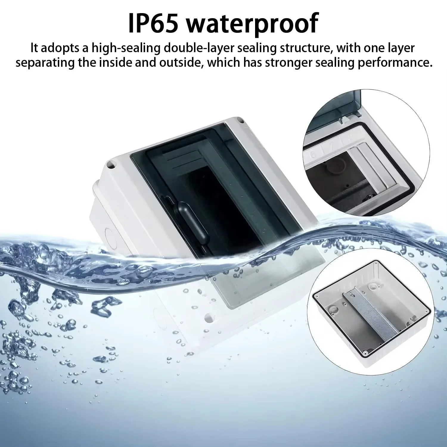 5/8/12 WAY HT Series Junction Box PC Plastic IP65 Waterproof Fuse Boxes with Terminal DIN Rail Outdoor Garden Distribution Box