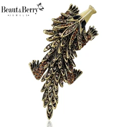 Beaut&Berry Classic Rhinestone Pangolin Brooches for Women Animal Pins Casual Party Accessories New Gifts Friends Decoration