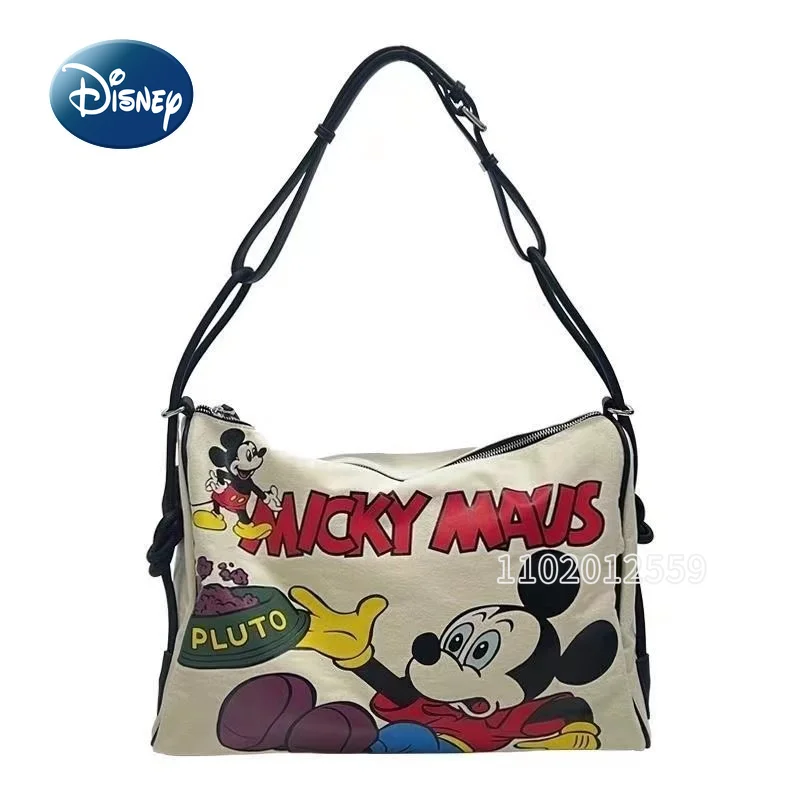 Disney Mickey New Women's Travel Bag Cartoon Fashion Women's Travel Handbag Large Capacity Canvas One Shoulder Crossbody Bag