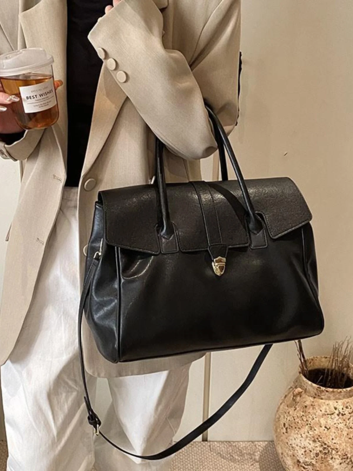 

Retro Large Capaci Ladies Handbag Trendy Commuter Bag 2024 New Single oulder Bag Slant Cross Tote Bag Sli Women's Bag