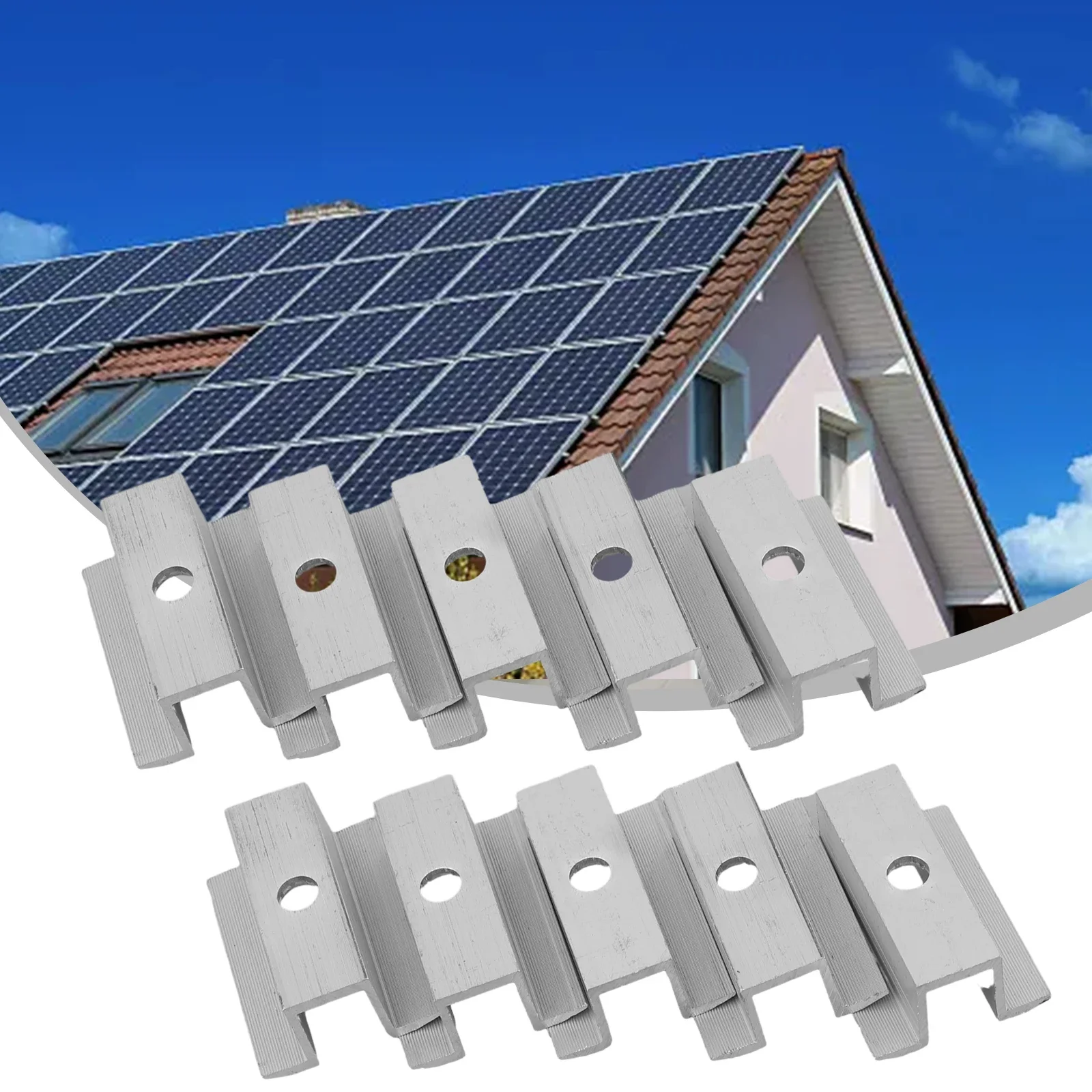 4/10Pcs Solar Panel Middle Clamp PV Photovoltaic Bracket For 25-50mm Frame Aluminum Profile Modules Fixing Bracket 60mm