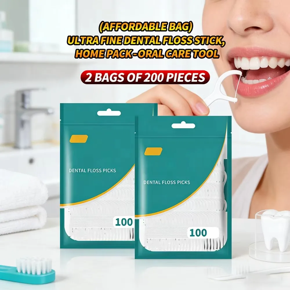 Ultra Fine Dental Floss Picks 100-500Pcs Value Bag, Disposable Interdental Cleaning Sticks, Essential Daily Oral Care Tools for