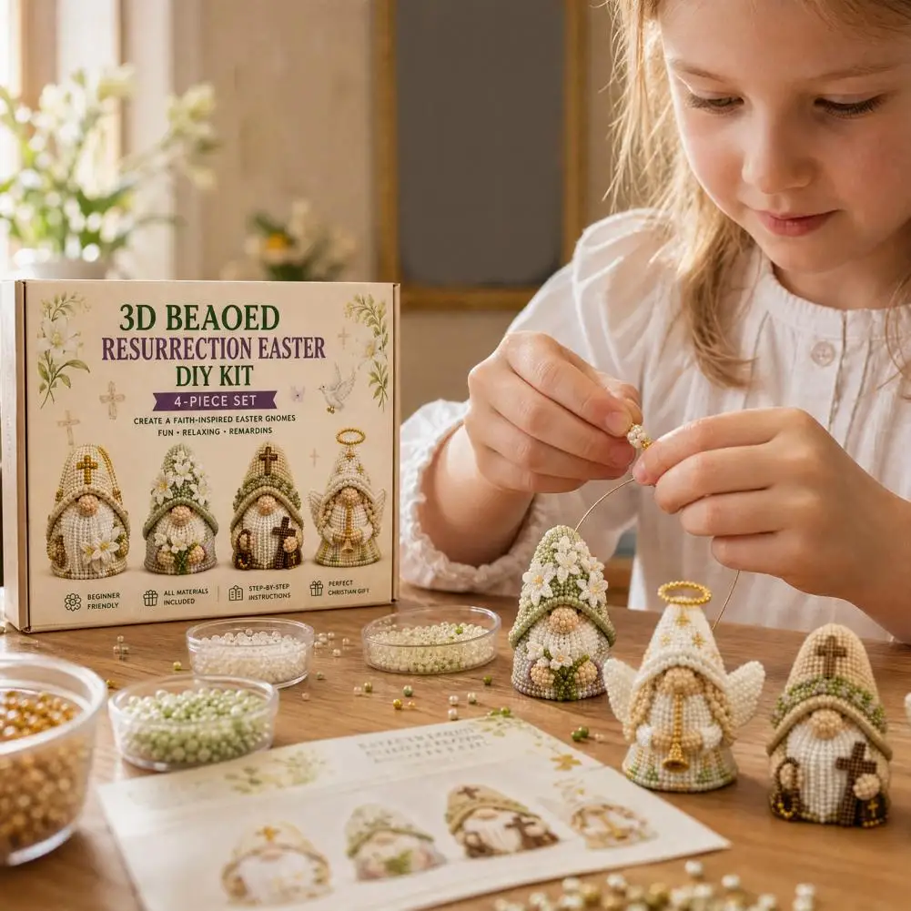 Diy Bead Kit Christmas 3d Beaded Nativity Gnome 3d Gnome Bead Craft Kit Beaded Nativity Diy Project Faith-based for Adults
