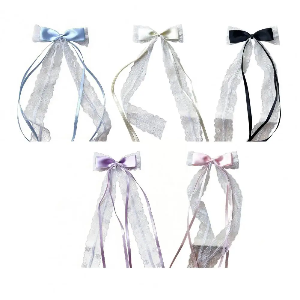 

Korea Elegant Long Ribbon Velvet Bow Hairpins Women Girls Hair Clips Pin Barrettes Accessories Hairclip Headdress Headwear