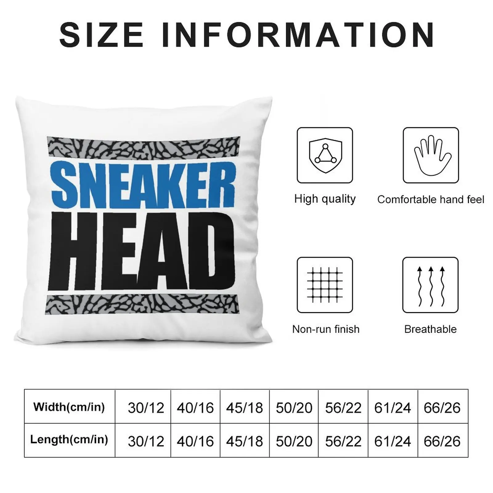 Sneakerhead - Sports Blue Cement Throw Pillow Pillow Cases Room decorating items New year pillow