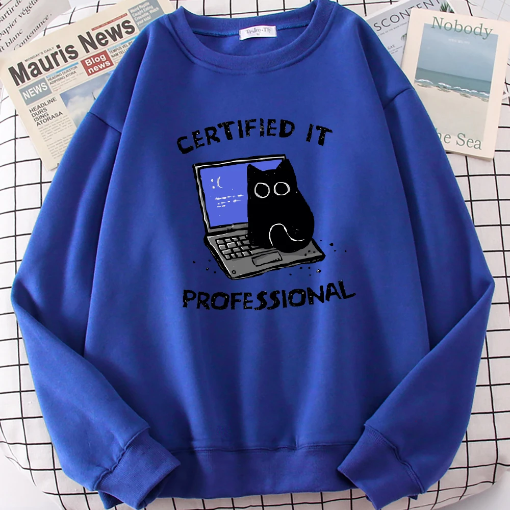 Certified It Professional Print Sweatshirt Women Street Crewneck Pullover Fleece All-Match Sportswear Hipster Autumn Top