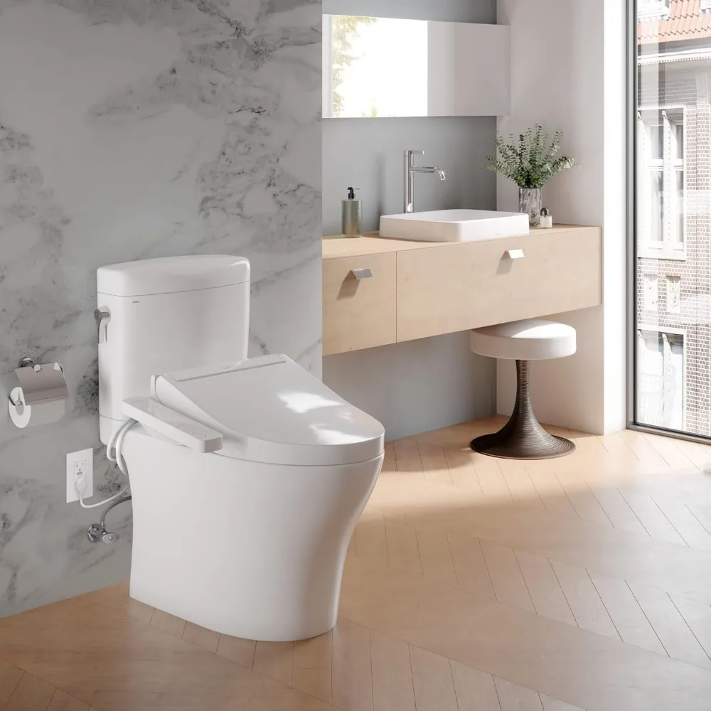 Washlet C2 Elektronische Bidet Wc-Bril Met Premist En Water + Wand Schoonmaken, Langwerpig, Katoen Wit