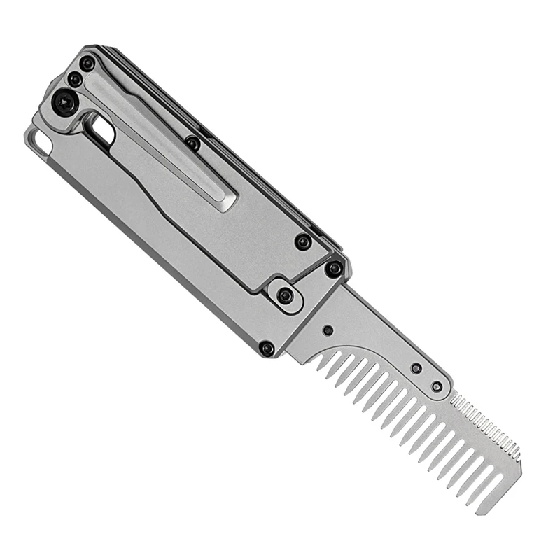 Titanium Alloy Folding Comb Multi-Function EDC Utility Window Breaker Replaceable Comb Outdoor Camping Tools