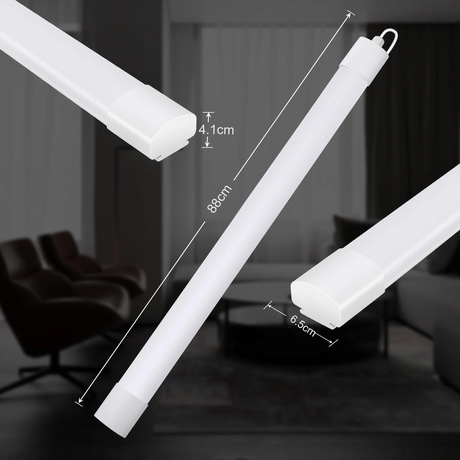 LED-Deckenleuchte mit Bewegungssensor 90 cm, 30 W, 4000 K, IP65 wasserdicht, LED-Röhre für Keller und Werkstatt – Detail 5